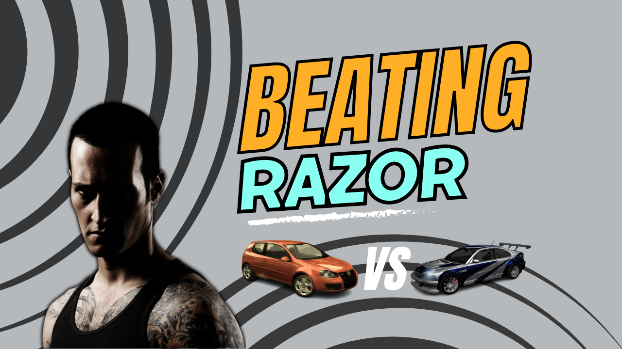 Load video: Video about the Golf beating Razor in NFSMW